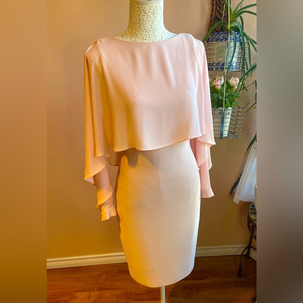 Baby Pink Ethereal Joseph Ribkoff Cocktail Dress With Back Jewel Embellishment
